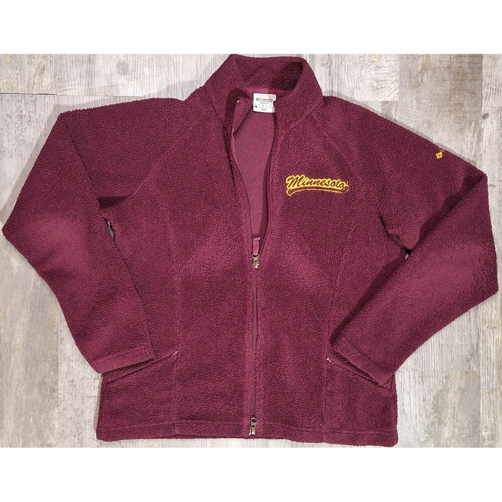 Columbia Women's Large Zip-up Fleece Jacket Maroon Gold Minnesota Embroidered